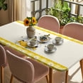 thumbnail image 3 of Yellow Bees Gnomes Table Cloths for 6 Foot Rectangle Tables, Farmhouse Spring Floral Checkered Patio Waterproof Elastic Fitted Tablecloths, Washable Rectangular Table Cover for Camping, 3 of 8