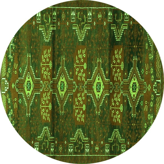 Ahgly Company Indoor Round Persian Green Traditional Area Rugs, 4' Round