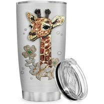 Giraffe Tumbler Giraffe Gift For Women Girls Teen Jewelry Drawing Style Stainless Steel Insulated Tumblers Coffee Travel Mug Cup 20oz With Lid Birthday Christmas Presents