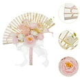thumbnail image 6 of S SERENABLE Wedding Bouquet Bridal Hand Flower Chinese Hand Fan Creative Dance Fan Bouquet Bridal Holding Flowers for Ceremony Graduation Pink, 6 of 8