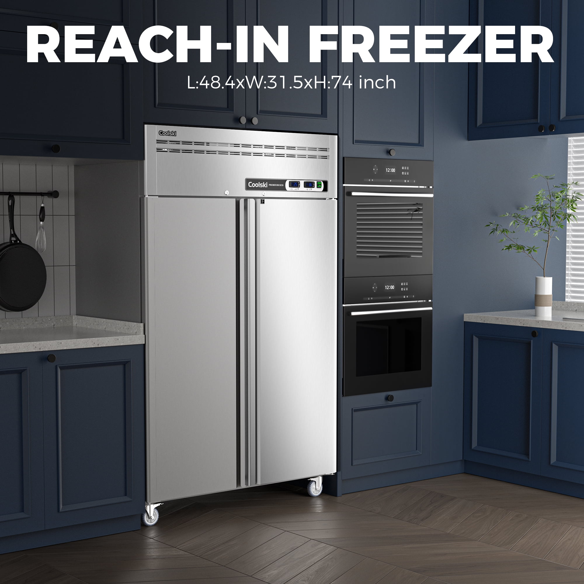 Coolski 48" Upright Refrigerator Freezer Combo, 36 Cu.ft 2-Door Cooling Appliance for Restaurants