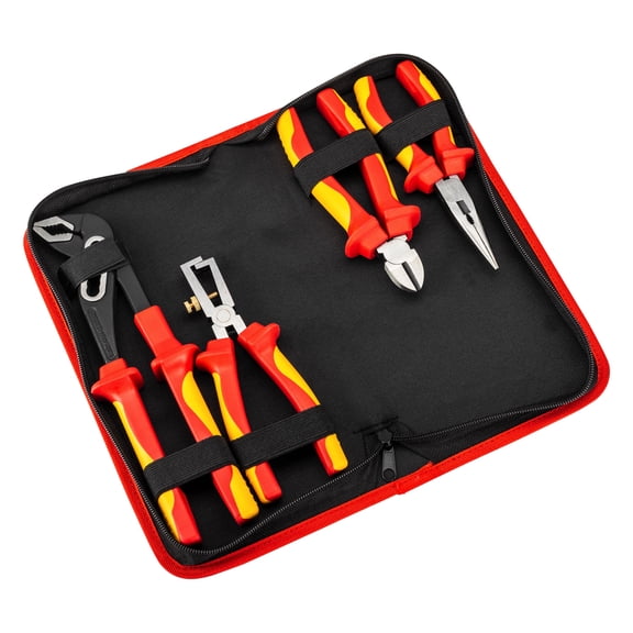 Powerbuilt 4 Piece VDE Plier Set with Zipper Pouch - 642939