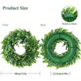 thumbnail image 2 of 2PCS Artificial Green Leaves Wreath, 11" Faux Boxwood Wreath Farmhouse Greenery Wreath, Round Eucalyptus Wreath Outdoor Green Wreath for Front Door Wa, 2 of 5
