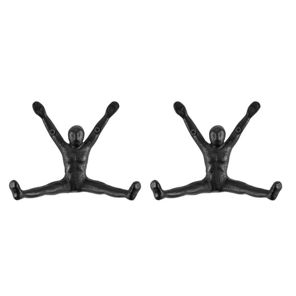 Danya B. Athlete Sculpture Cast Iron Wall Mount Double Hook (Set of 2) - Black