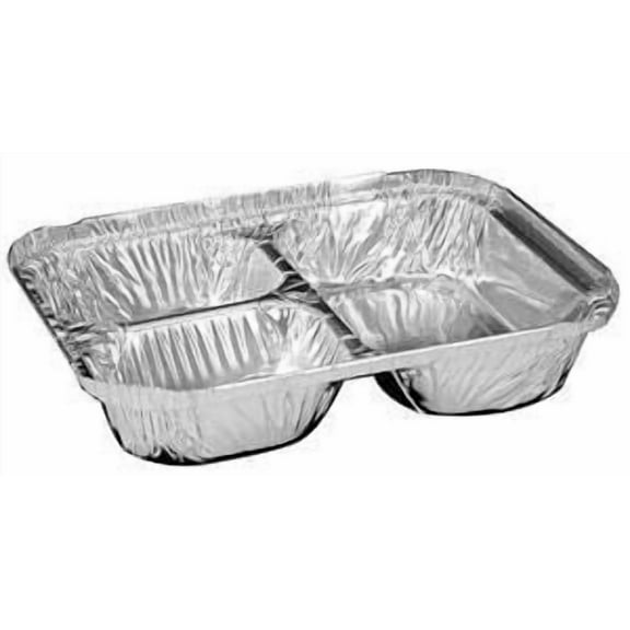 Handi Foil HFA204535WL Aluminum Oblong Containers, 3-compartments, 32oz, 8w X 5d X 1 13/16h, 250/carton
