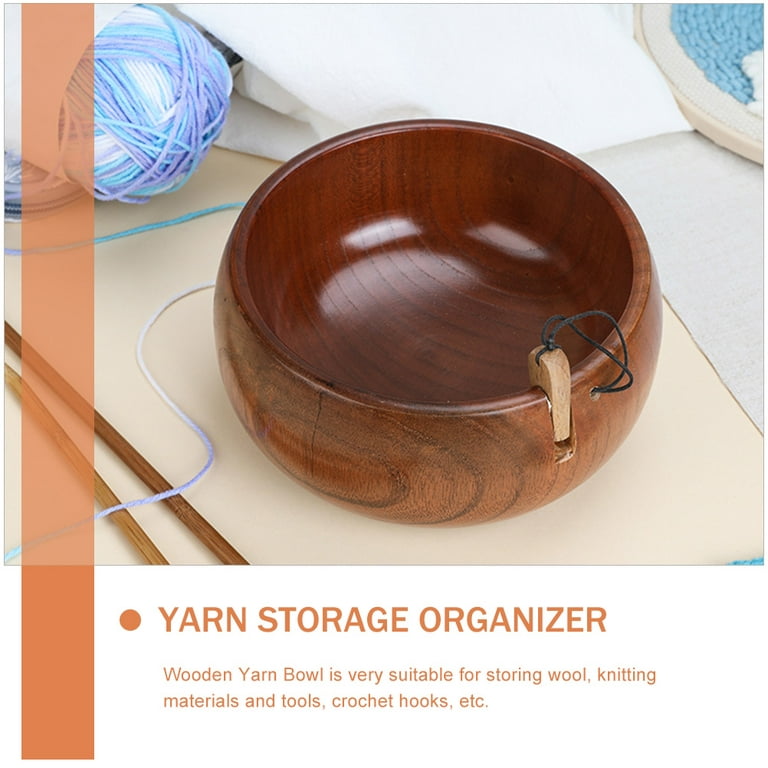 Wooden Yarn Storage Bowl Knitting Yarn Bowl Vintage Yarn Bowl for Crochet  with Wood Plug