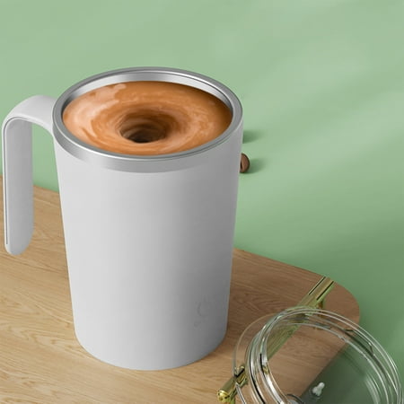 

Nhthy Automatic Magnetic Stirring Coffee Mug for Office and Home Electric Stainless Steel Self Mixing Cup with USB Charging Portable Travel Mixing Coffee Cup Easy to Clean and Use. White