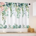 thumbnail image 4 of Pink Green Kitchen Curtains Watercolor Floral Bathroom Curtains Flower Eucalyptus Leaves Botanical Spring Plant Cafe Short Small Patterned Curtain Window Treatment Tiers Drapes 27.5x39, 4 of 5