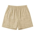 thumbnail image 4 of Gamivast Plus Size Linen Shorts for Women Striped Lightweight Elastic Waist Pull-On Shorts with Pockets Relaxed Fit Wide Leg Striped Summer Beach Vacation Casual Play Wear Everyday Bottoms Beige M, 4 of 6