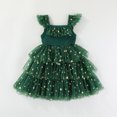 thumbnail image 4 of WIBACKER Toddler Baby Girl Xmas Princess Dress Ruffle Sleeveless Summer Tutu Dresses Tiered Ruffle with Pom Poms Tulle Sundress 1-6Y, 4 of 9