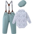 thumbnail image 5 of ZOEREA Baby Boy Clothes Suits 4PCS Gentleman Outfit Dress Romper Beret Hat Suspender Pants Bow Tie Wedding Set, 5 of 5