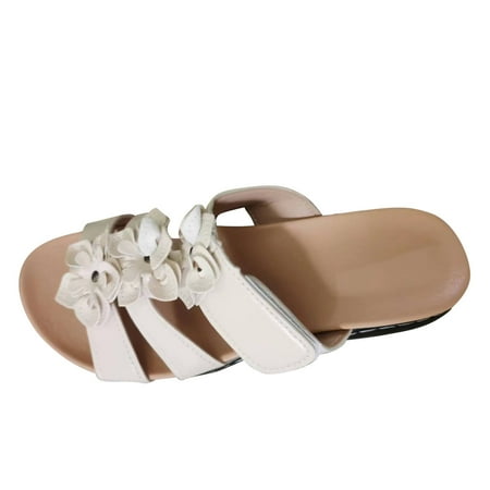 

Womens Comfortable Wedge Sandals- Fish Mouth Flower Casual Sandals Beige Size 7
