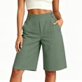 thumbnail image 2 of RongHuan Shorts for Women High Waisted Wide Leg Summer Casual Beach Vacation Bermuda Short Pants with Pockets, 2 of 5