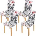 thumbnail image 1 of KXMDXA Traditional Tattoo Flash Bulldog Pug Dog Stretch Chair Cover Protector Seat Slipcover for Dining Room Hotel Wedding Party Set of 4, 1 of 6