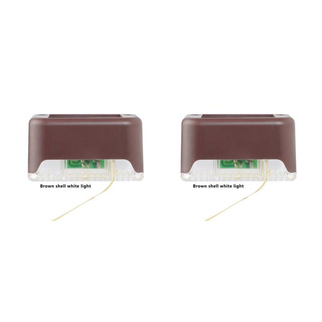 facefd 1/2/3/5 LED Solar Lamp Path Stair Outdoor Waterproof Wall Light Garden Landscape Brown Shell White LED 2PCS