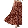 thumbnail image 5 of Cueply Long Skirts for Women Pleated Elastic High Waist drawstring Tiered Maxi Skirt with Pockets, 5 of 7
