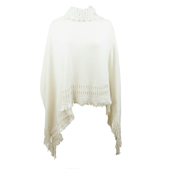 The Skyline Collection Women's Knitted Poncho in Ivory, One Size