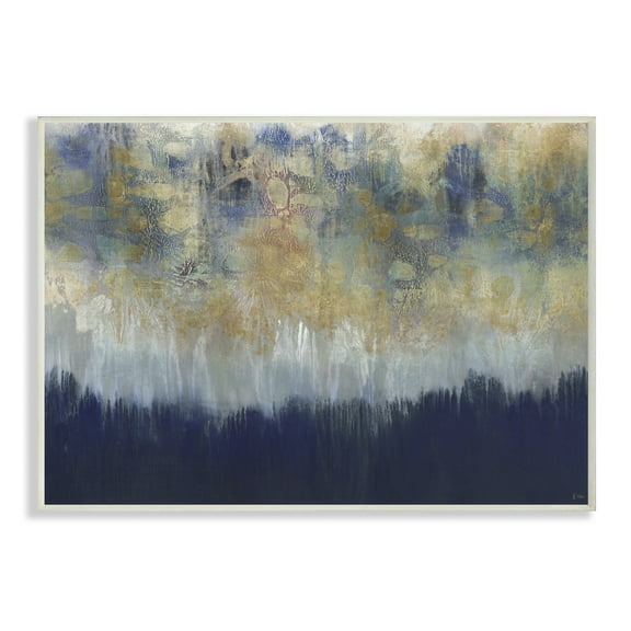 Stupell Industries Abstract Gold Blue Textured Surface Painting Unframed Art Print Wall Art, 13x19, by Third and Wall