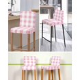 thumbnail image 5 of Pink Plaid Bar Stool Covers Set of 2, Spring Farmhouse Buffalo Checkered Stretch Washable Bar Chair Covers with Backs, Removable Pub Counter Height Chair Cover for Kitchen Dining Room Cafe, 5 of 7
