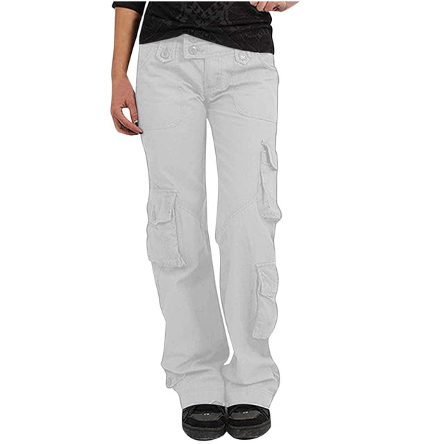 Womens Hiking Cargo Pants Joggers Casual Military Combat Tactical Pants High Rise Loose Work Trousers with Multi Pockets