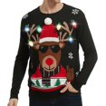 thumbnail image 1 of Chandail de Noël pour Hommes Rudolph Renne Vacances Festif Tricoté Cardigan Mignon Laid, 1 of 5
