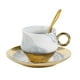 thumbnail image 1 of Bewildely Taza de café de cerámica, tazas de postre, juego de té, platillo, cuchara, tazas con mango dorado, utensilios de café para fiesta, Juegos de servir café y té Gris 200ML, 1 of 6