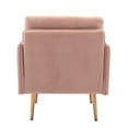 thumbnail image 5 of Accent Chair with Gold Metal Legs, Mid-Century Modern Tufted Velvet Accent Chair, Upholstered Comfy Arm Chair with Removable Seat Cushion, for Living Room, Bedroom, Pink, 5 of 7