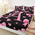 thumbnail image 4 of Erosebridal Letter A Monogrammed Queen Sheet Sets,Pink Ribbon Bow Girls Bed Set For Kids 4pcs, 4 of 6