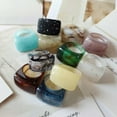 thumbnail image 2 of K-KED Transparent Thick Ring Geometric Square Round Ring Resin Big Finger Rings 1PC-white, 2 of 9