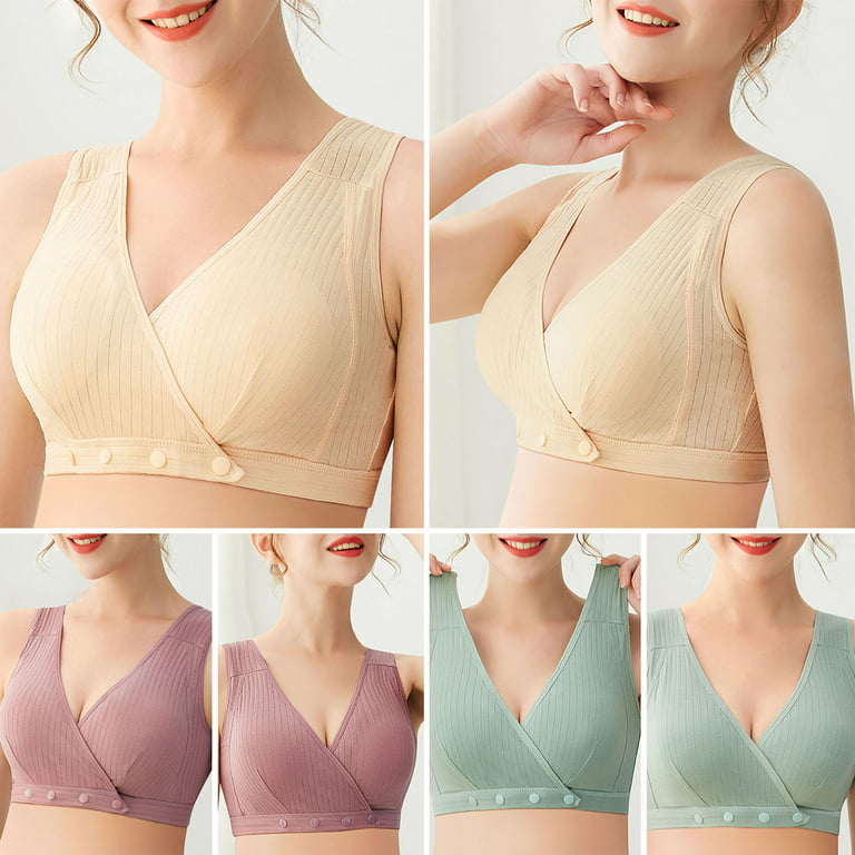 OWSOO Women Nursing Bra Front Closure No Underwire Padded Soft Bralettes  for Maternity Sleeping
