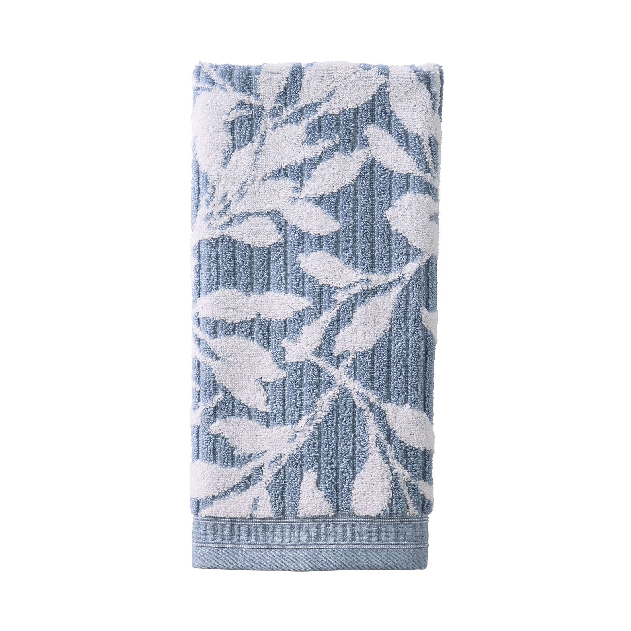 Better Homes & Gardens Signature Soft Floral 6 Piece Towel Set,Blue Silver/Arctic White