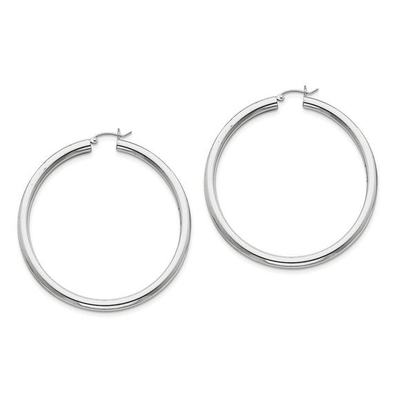 Sterling Silver 4mm Round Hoop Earrings - 8.1 Grams - Measures 62x60mm Wide 4mm Thick