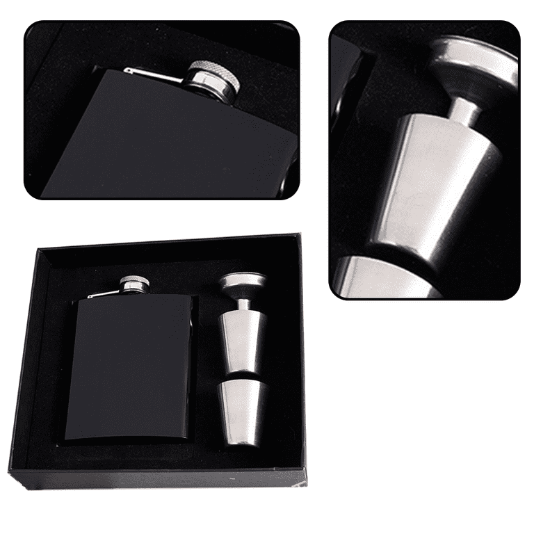 Stainless Steel - Box Includes Flask, Funnel, and Shot Glasses - Perfect  for Groomsmen Gifts, Groomsmen Proposal Box, Best Man Gifts for Wedding 