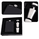 thumbnail image 3 of Juego de regalo de petaca, petacas para licor para hombres con funda de cuero negra, 3 of 5