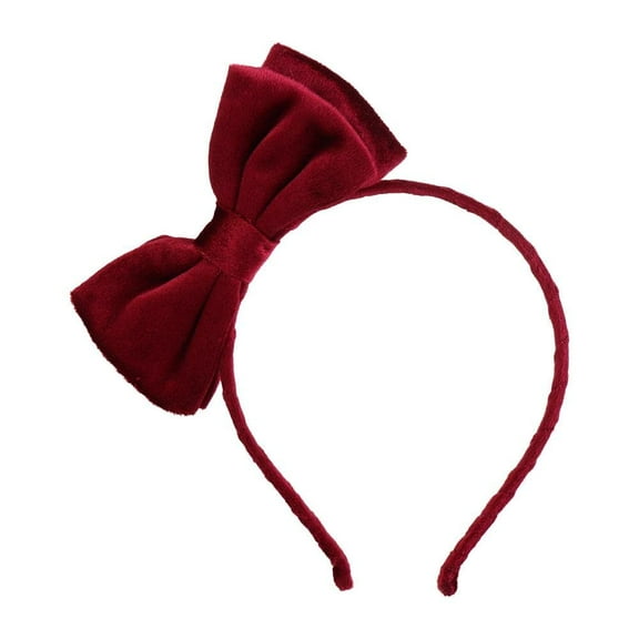 LinYooLi Velvet Bow Headband, French Black Hair Bow Headband, Bowknot Headband Bows Head Band for Party Decoration(Red-Side Bow)
