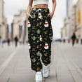 thumbnail image 2 of Fiaer Christmas Womens Sweatpants Funny Snowman Graphic Trendy Xmas Pants Baggy Casual Plus Size Comfort Holiday Trousers with Pocket Black XXL, 2 of 5
