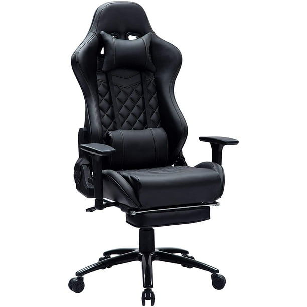 Blue Whale Massage Gaming Chair with Footrest and 350LBS Metal Base