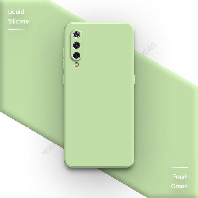 Basic Pure Candy Color Case for Xiaomi Mi 9 Mi9 SE Pro Lite Explorer 9SE 9Pro 9Lite Funda Soft Square Liquid Silicone Back Cover Fresh Green Xiaomi 9 Lite