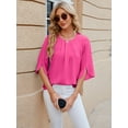 thumbnail image 4 of Anbech Women's 3/4 Sleeve Chiffon Blouse Shirt 2024 Trendy O-Neck Flowy Elegant Business Casual Tshirt, 4 of 7