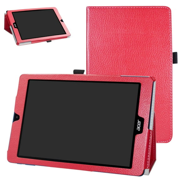 Labanema 9.7" Acer Chromebook tab 10 Case, PU Leather Folio Stand Protective Case, Cover for 9.7" Acer Chromebook tab 10 (Red)