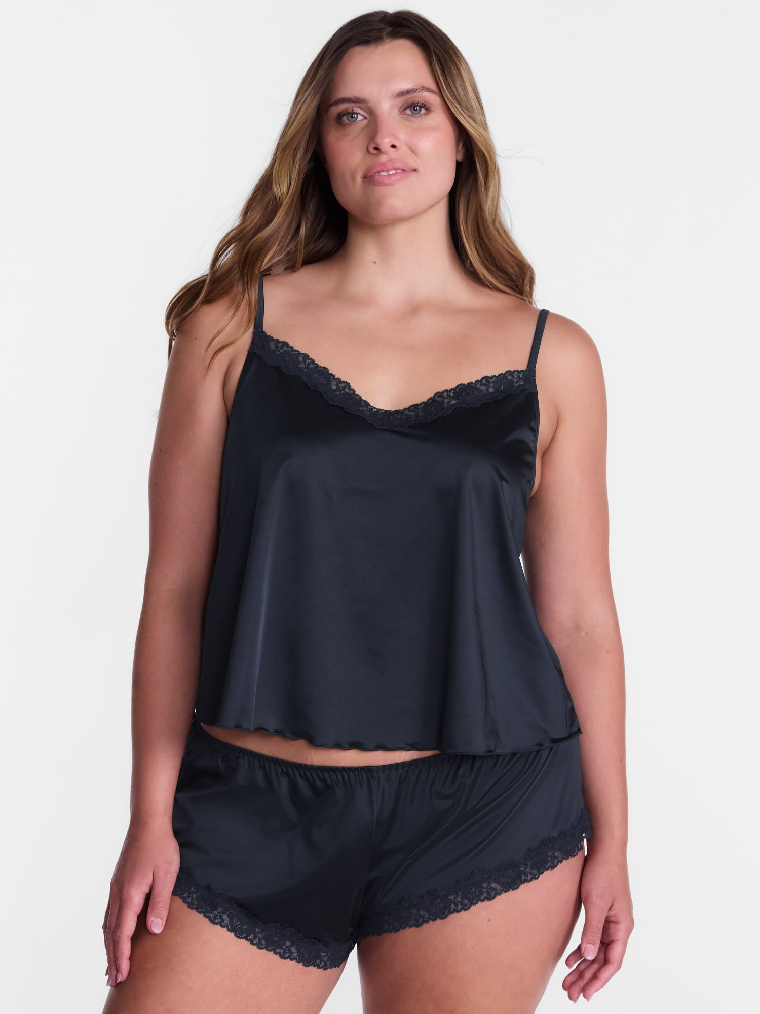 Joyspun Women's Shine and Lace Cami Set, Sizes XS-XXXL