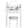 thumbnail image 2 of Kadyn Makeup Vanity Table Set Girls Dressing Table with Drawers Oval Mirror-White, 2 of 8