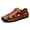 Brown, variant on Men's Leather Hollow Out Hook Loop Flat Fisherman Sandals Closed Toe Head Soft Bottom Hand Stitching Wading Sandals Summer Comfort Anti-Slip Casual Wading Beach Sandals