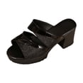 thumbnail image 5 of HomeDM Women's Platform Block Heels Sandals Open Toe Slip On Summer Mules Sandals, Black Size 7, 5 of 6