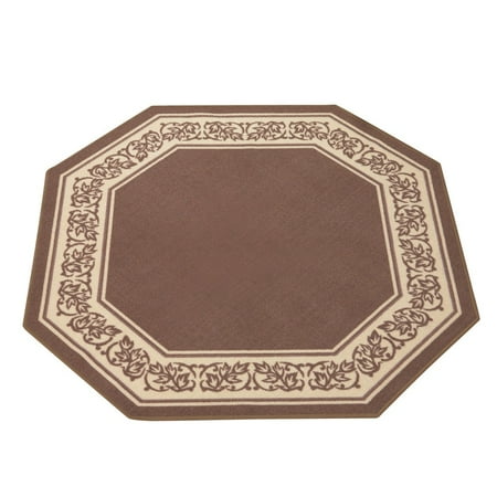 Floral Border Octagon Accent Rug with Skid-resistant Backing to Protect Floors in High Traffic Areas 54