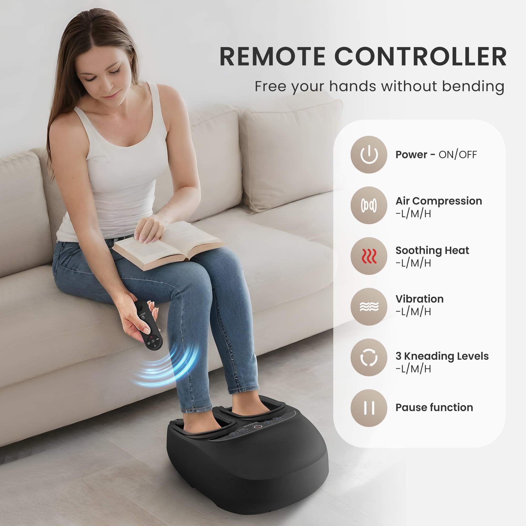Comfier Shiatsu Foot Massager with Heat for Tired Foot Blood Circulation up to size 13, Black,Gift