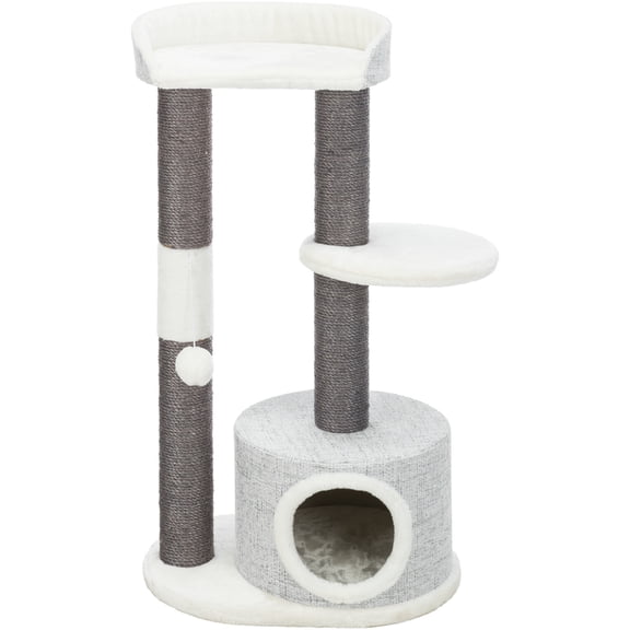 TRIXIE Pilar Plush & Sisal 3-Level 39.4" Cat Tower, Scratching Posts, Condo, Cat Toy, Gray
