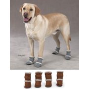 PetRageous Cheyenne Leather and Sherpa Dog Boots BRICK RED X-SMALL