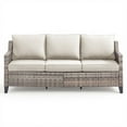 thumbnail image 3 of PARKWELL Outdoor 3 Seats Patio Sofa Furniture,All-Weather Wicker Rattan Deep Seat Couch with Removable 4-Inch Thick Cushions,3-Seat Furniture for Deck, Backyard,Gray/Beige, 3 of 8