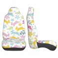 thumbnail image 3 of ZNDUO Cartoon Doodle Watercolour Bunny Pattern Car Seat Covers, Breathable Polyester Universal Seat Covers for Cars, 2PCS Car Seat Covers Front Seats Only, 3 of 8